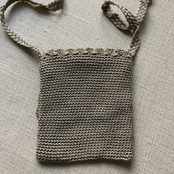 Crochet Crossbody Bag, Zipper Closure Sage Beige, Braided Strap, NWOT, Boho - Picture 2 of 6